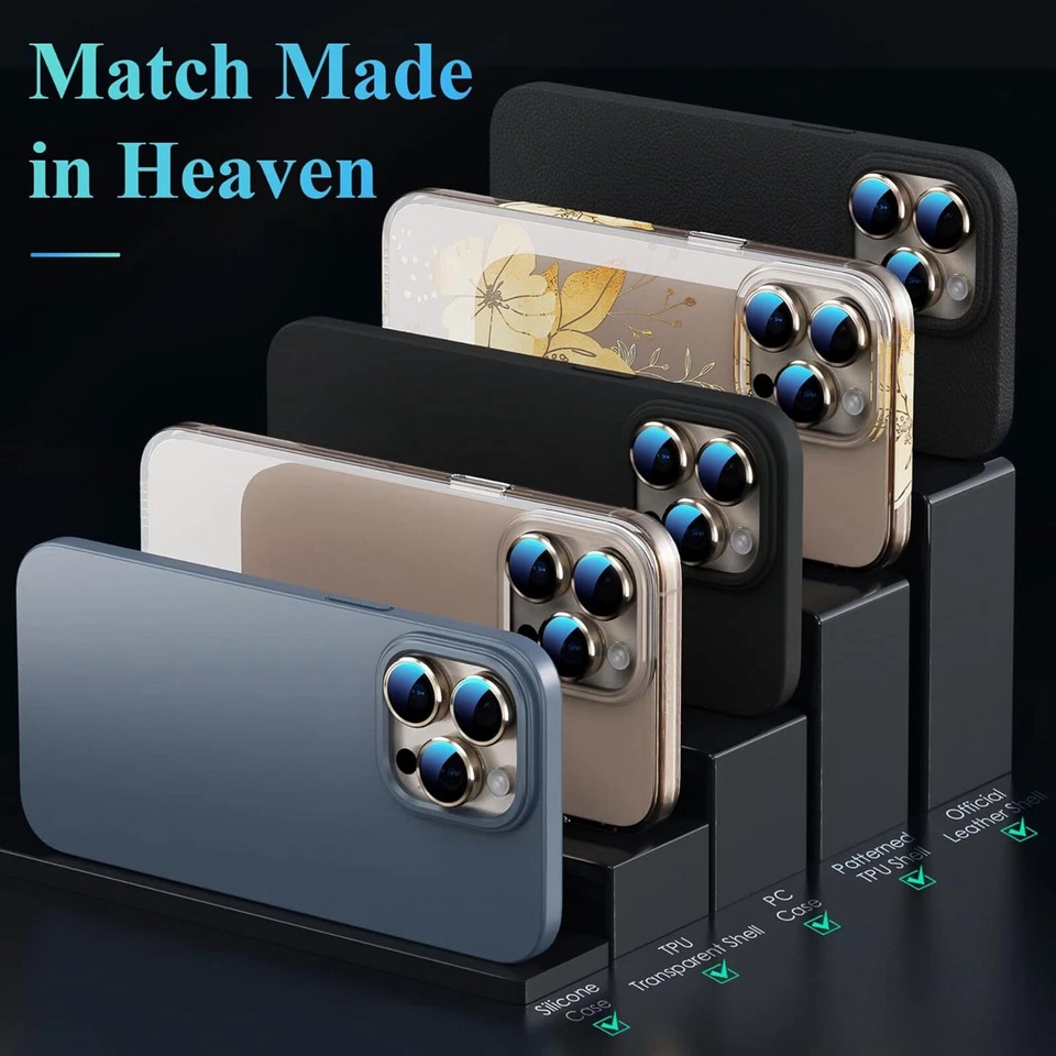 Cubierta protectora de pantalla de vidrio de metal templado para cámara para iPhone 16/16+/16 Pro Max Foto 2 de 4