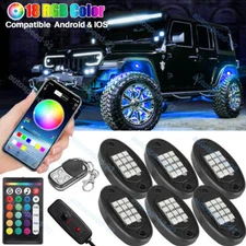 6x RGB LED Pods Rock Light Kit Underbody Glow Neon Lamp Bluetooth Music Control
