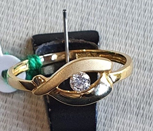 Bague En Or Jaune Et Blanc 18 Carats Avec Zirconites - Taille 14 - Poids 1,40 Gr - Neuf Avec Emballage