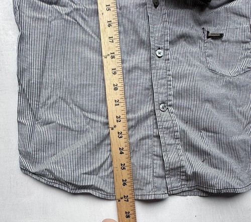 DieSel-co Mens White with GrayStripes Button Down Dress Shirt Size L Gingham - Picture 8 of 15