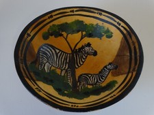african safari wooden bowl 8.5 diameter 3" high zebra
