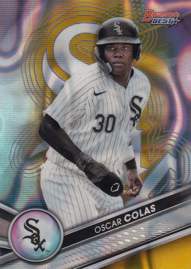 OSCAR COLAS /75 BOWMAN'S BEST ROOKIE GOLD LAVA REFRACTOR RC WHITE SOX #28 2022