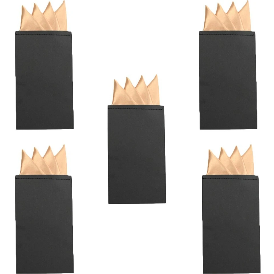 Pañuelo 5 PIEZAS Hombres Sólido 4 Pliegues Boda Fiesta Preplegado Bolsillo Cuadrado Foto 2 de 4