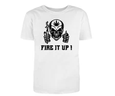 Skull Smoker Fire It Up  Stoner Marijuana Funny Party Tshirt New Free Shipping