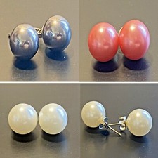 Orecchini di perla bianca nera da donna colorata piercing perle anallergici con