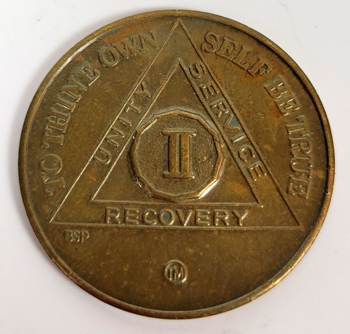Alcoholics Anonymous 2 Two Years Bronze Medallion Coin Token