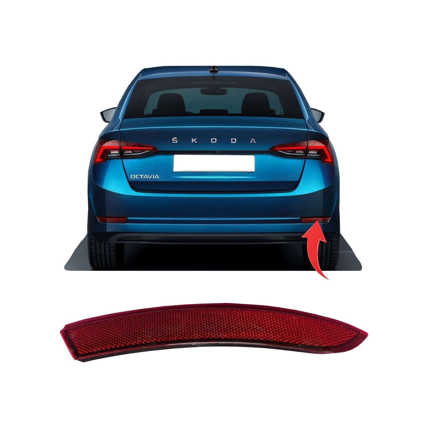 Réflecteur de pare-choc arrière droit pour Skoda Octavia 5E7945106 anti contre-visite