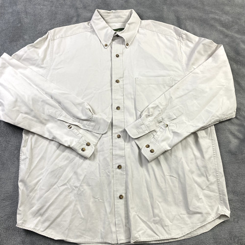 Eddie Bauer Shirt Men's L Beige Long Sleeve Outdoor Outfitter Dress 100%Cotton