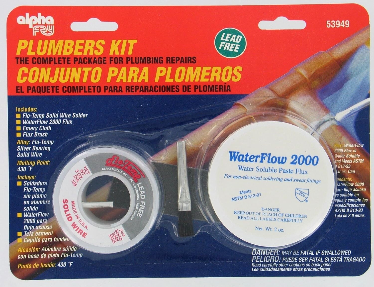 Alpha Fry AM53949 6 Oz. Lead-Free Plumbers Kit 0.12 In. Silver Flo-Temp Solder