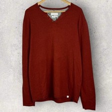 Harris Wilson Wool Blend Henley Knit Sweater Mens Size XL Orange Burnt Red NWT