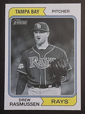 2023 TOPPS HERITAGE DREW RASMUSSEN #531 BLACK & WHITE B&W VARIATION HIGH NUMBER