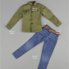 ZYTOYS 1/6 ZY5001 Male Long Sleeves Shirt Jeans Pants Belt Suit Fit 12" Figure