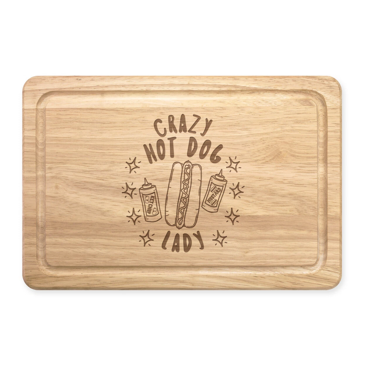 Crazy Hot Dog Lady Stars Rectangular Wooden Chopping Board Food Funny Chilli