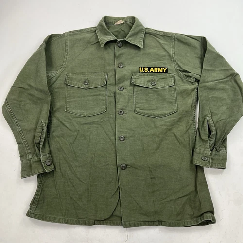 New ListingVintage OG-107 Sateen US Army Green Military Shirt Size 15 1/2x33 Vietnam Era