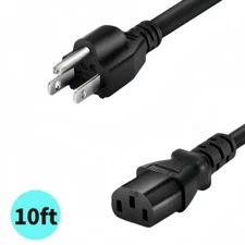 10Ft NEMA 5-15P to C13 AC Heavy Duty Power Cord  15A 125V, 14AWG UL Listed