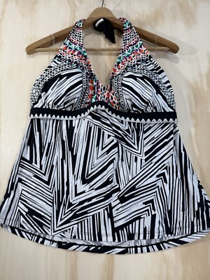 JANTZEN SIZE 38D/DD NWT  Tankini Swim Top  PADDED multicolor Halter Tank Top