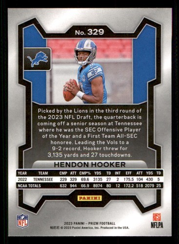 2023 Panini Prizm #329 Hendon Hooker RC - Picture 2 of 2