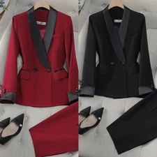 Dressy Women's Suit 2 Piece Set Shawl Lapel Business Work Casual Outfits