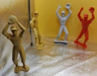 Baseball players Marx vintage red gray yellow lot 4 large 6" tall.