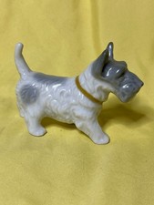 Vintage Japan SCOTTY DOG Porcelain Figure White Grey 4"