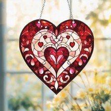 Heart Effect Acrylic Window Hanging, Valentine Suncatcher Ornament, Love Heart