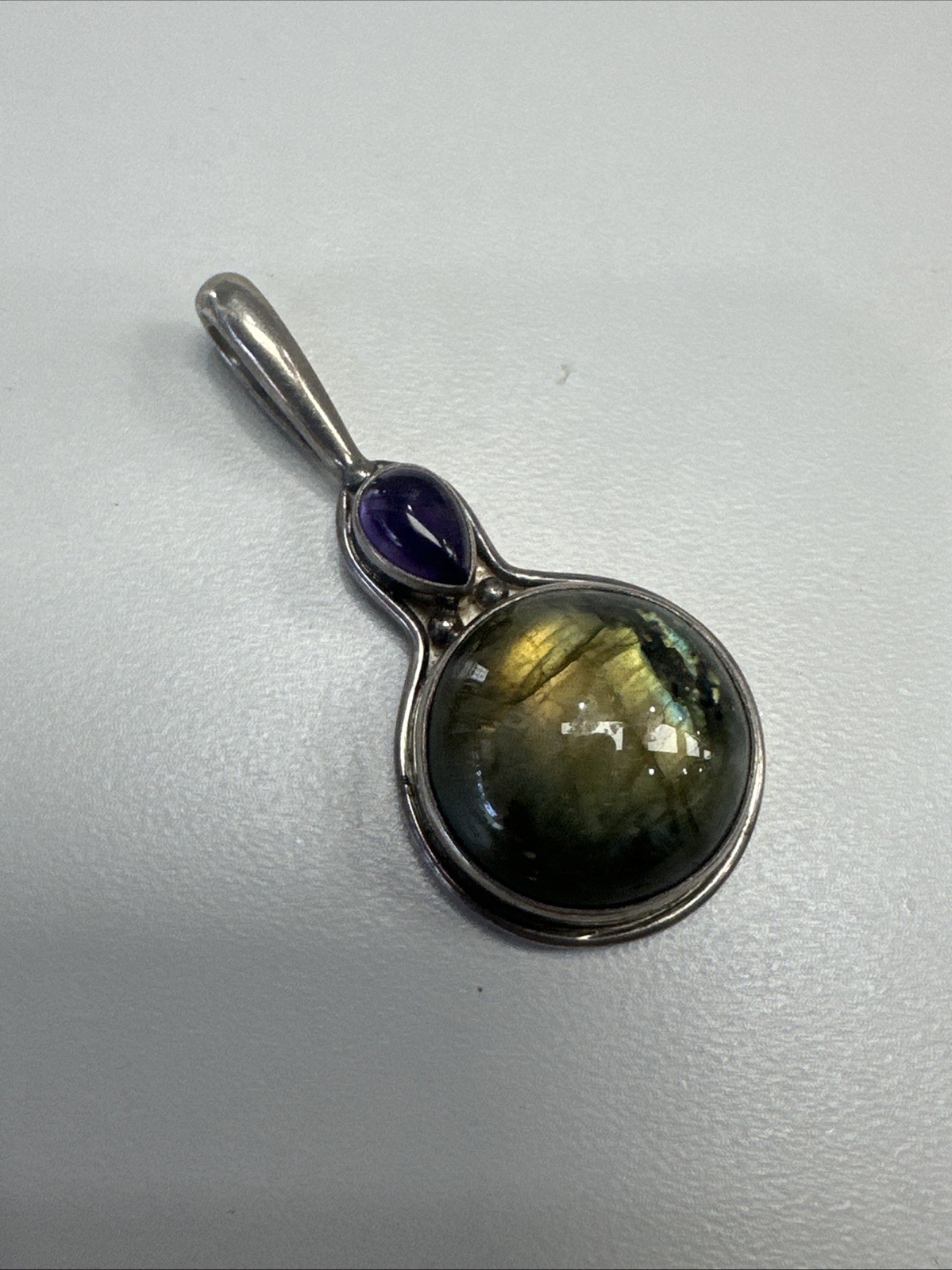 Vintage Labradorite Gemstone 925 Sterling Silver Pendant Handmade