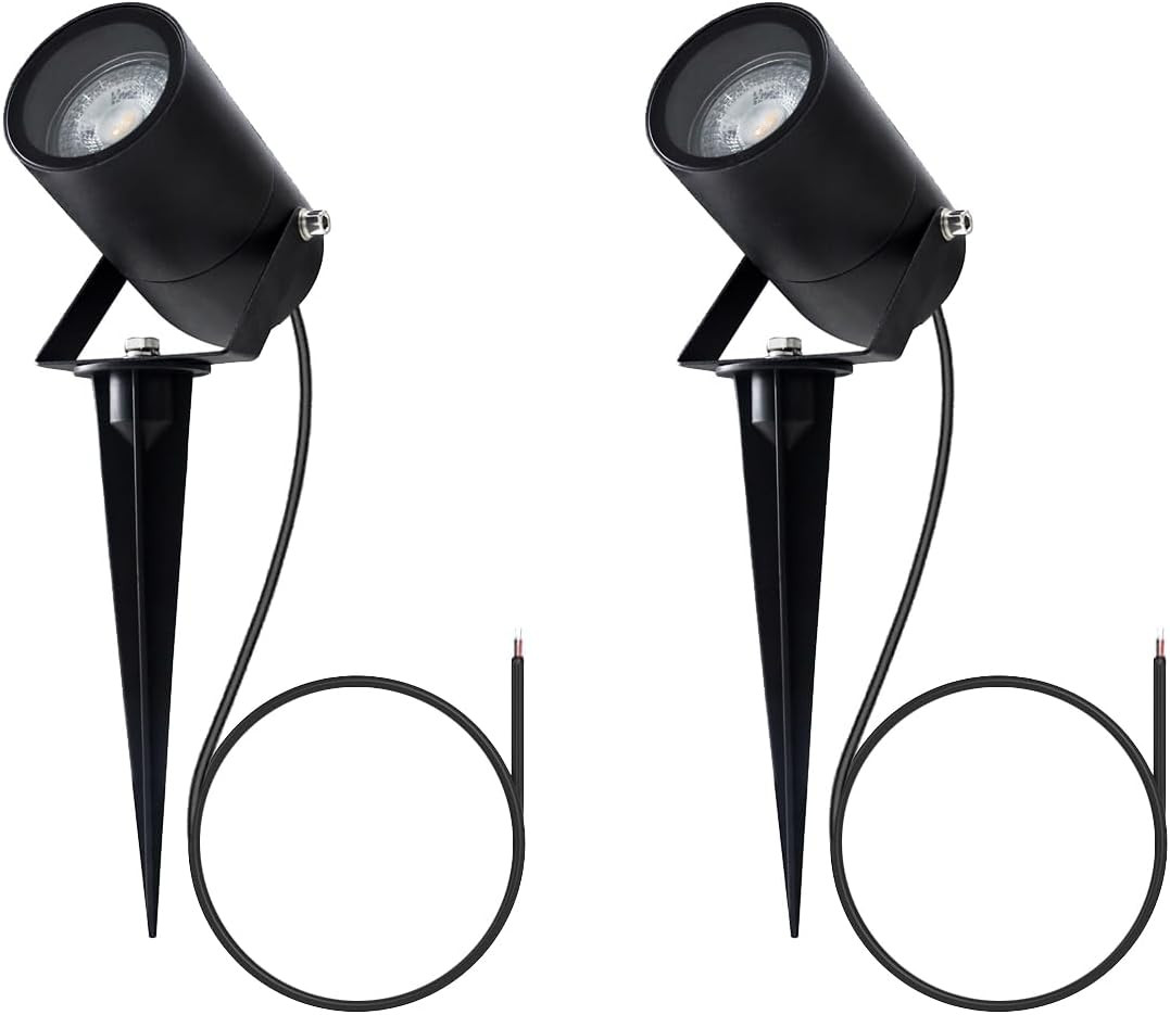 2 Pezzi Faretti Da Giardino Da Esterno GU10, Luci per Sentieri Con Picchetto, Al