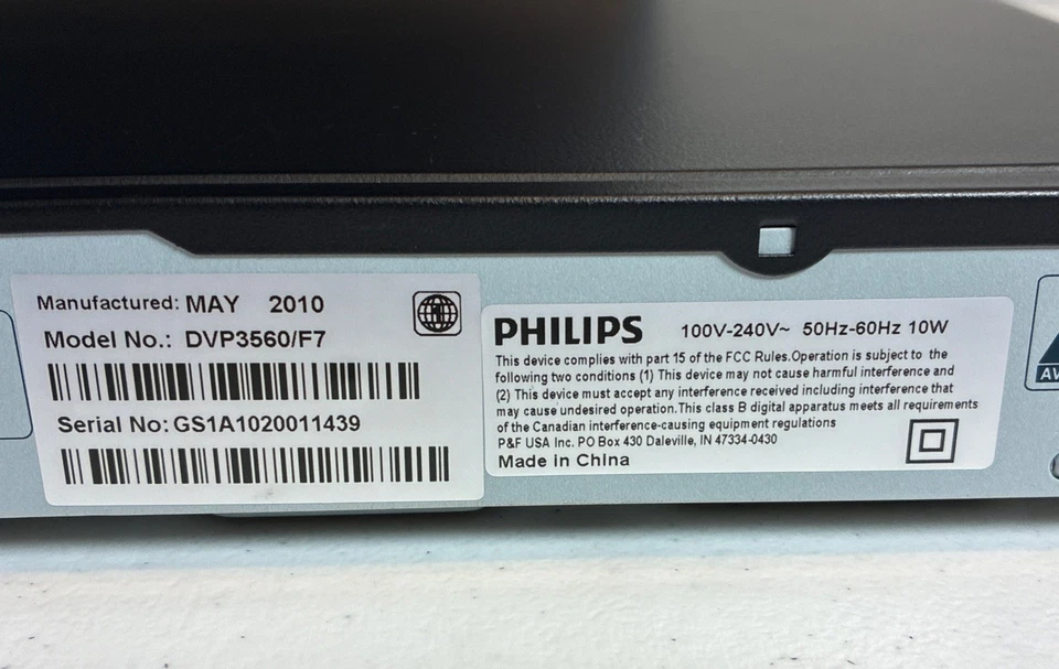 Reproductor de DVD Phillips de escaneo progresivo HDMI modelo DVP3560/F7 probado con control remoto Foto 4 de 4