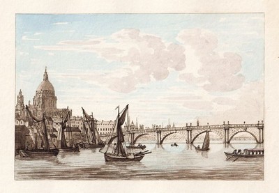 London Blackfriars Bridge England Great Britain Aquatinta Radierung etching 1791