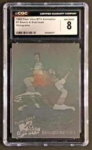 🎱 1995 CGC 8.0 Fleer MTV Animation Beavis and Butthead #1 Holograms RARE CARD😎