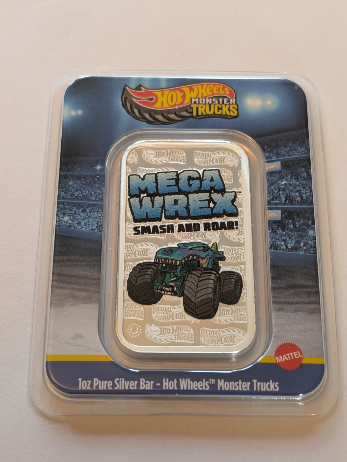 1oz Silver Hot Wheels™ Monster Truck Colorized Bar Limited Mintage 5000