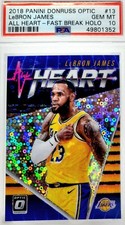 📈 PSA 10 LeBRON JAMES 📈 2018-19 DONRUSS OPTIC ALL HEART FAST BREAK HOLO PRIZM