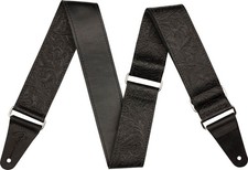 Genuine Fender Tooled Leather Guitar Strap, 2" Wide, Adjustable, Black