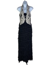 Mark Melia Black Beaded Maxi Dress Long Embellished Size 6-8