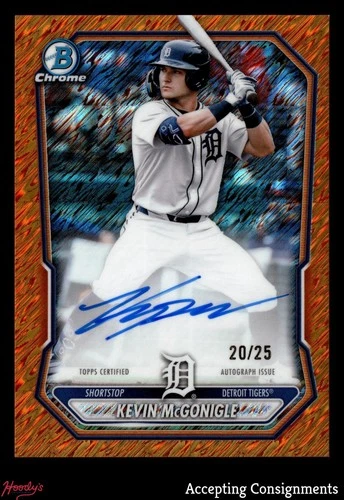 2026 Bowman Chrome Prospect Orange Shimmer Refractor Kevin McGonigle AUTO 20/25