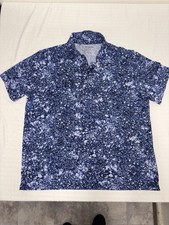 Under Armour Golf The Playoff Polo Mens Shirt Size 2XL Blue Geometric Print