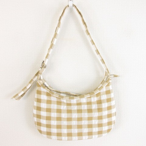 Zara Shoulder Bag Gingham Check Beige White A346 Women'S