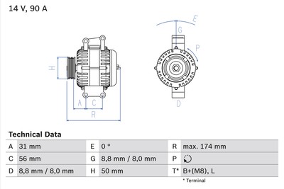 BOSCH 0 986 042 530 Generator for MERCEDES-BENZ
