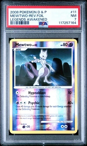 2008 POKEMON DP LEGENDS AWAKENED MEWTWO #11 REVERSE FOIL PSA 7 NM #117257164