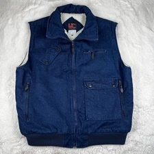 Vintage WC Sports Outerwear Sherpa Lined Denim Vest Western Workwear Size XL