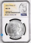 2023 .999 Silver Peace Dollar NGC MS70 [ASW=0.859 Troy oz]