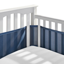 BreathableBaby Breathable Mesh Liner for Full-Size Cribs Classic 3mm Mesh, Navy