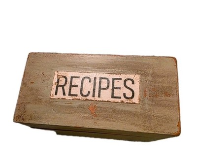 RECIPE BOX, UPDATED from VINTAGE Filing Practice Set Box. Blank Recipe Cards Too