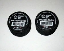 Lot of 2 NEW Atwood Rope Mfg Mini Micro Cord Black Spool Reel 125ft 100lb Test