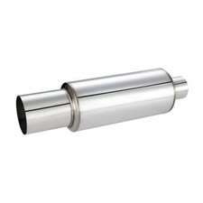2" Exhaust Muffler, 2" Inlet OD 3" Outlet 2" Intlet 3" outlet Silver