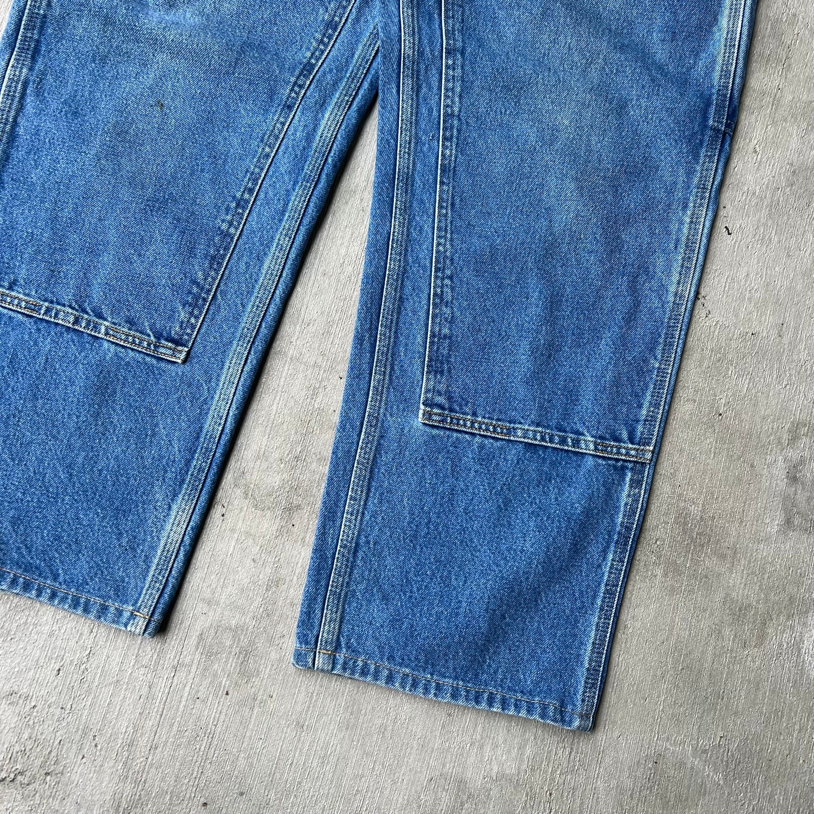 Carhartt blue denim jeans double knee work wear carpenter pants thumbnail 4