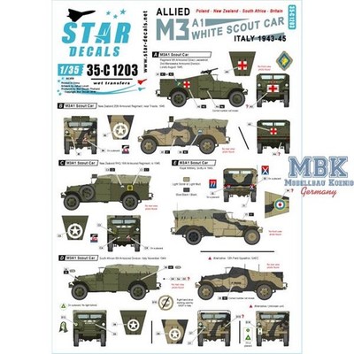 STAR Decals STAR35C1203 Allied M3A1 White Scout Car