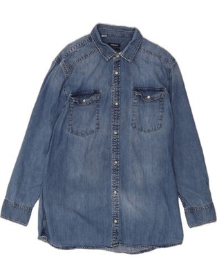 WALBUSCH Mens Regular Fit Denim Shirt Size 45/46 XL Blue Cotton AZ04