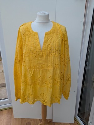 Monsoon Broderie Anglaise Top V Kerb Ausschnitt 3/4 Ärmel Serena Neu Größe 2XL