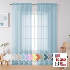 Sheer Curtains 72 Inches Long 2 Panels for 42"W x 72"L Pack of 2 Sky Blue